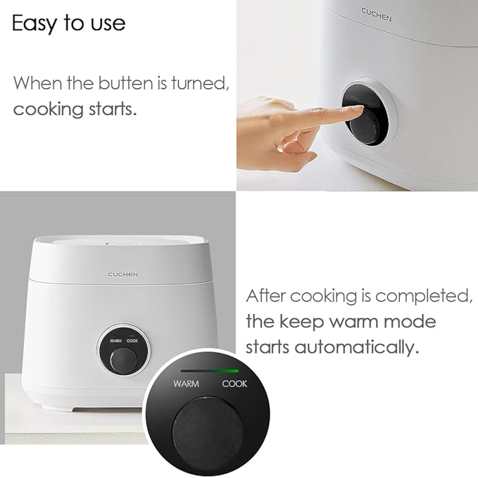 [CUCHEN] CRE-D0601WUS | Rice Cooker 6 Cup (Uncooked) (1.14 quarts): 6 person serving/per use | Warmer | Detachable Clean Cover | Nonstick Inner Pot | White Multi Cooker Function