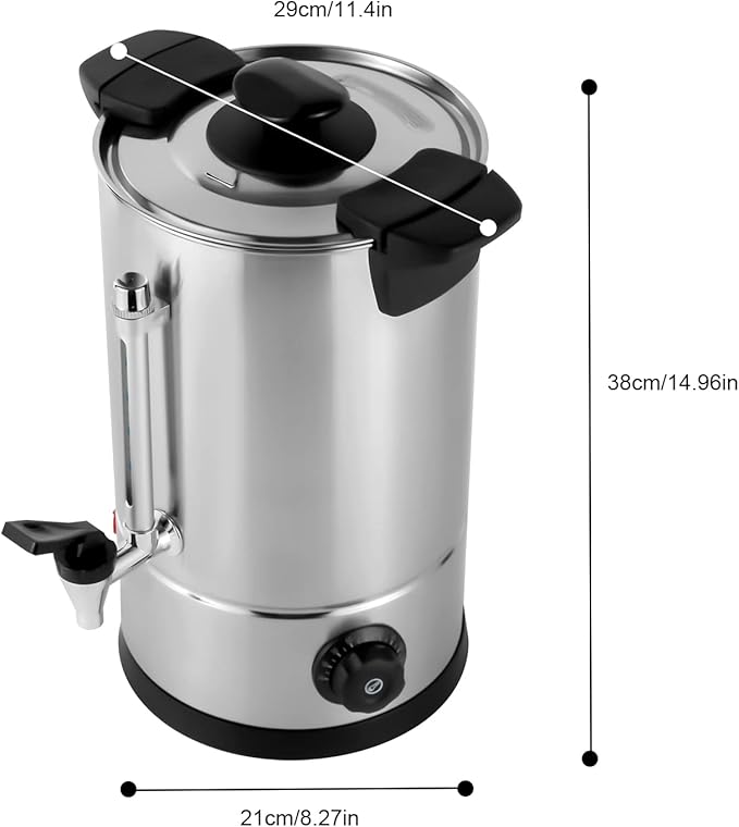 8L/2.11gal Commercial Coffee Maker Stainless Steel Coffee Urn Coffee Maker Electric Percolator Coffee Pot Hot Water Urn with Keep Warm Mode for Home Party Office Wedding Metallic