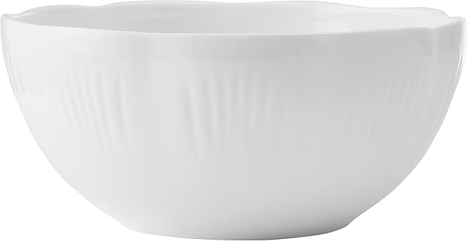 Mikasa Flora Scalloped Lightweight Chip Resistant Bone China 12 Piece Plate Bowl Dinnerware Set Service for 4 White