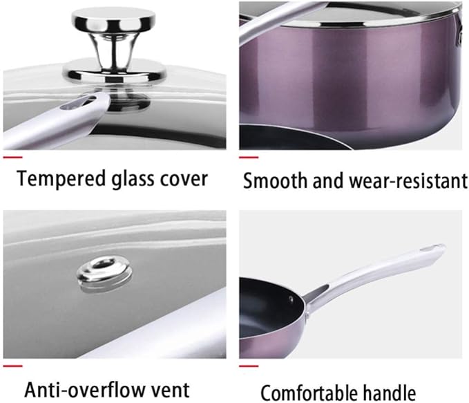 Non-Stick Cookware Set with 3 PiecesTempered Glass Cover Comfortable HandleSuitable for A Variety of Gas Including Induction Cooker Frying Pan