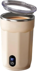 Self Stirring Coffee Mug – ABS 316 Stainless Steel 300ml | Automatic Mixing Cup Magnetic Electric Stirrer With Temperature Display | Portable Rechargeable Mixer For Coffee Milk Cocoa Travel Office
