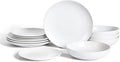 Earth &amp Clay Mia 12-Piece Stoneware Dinnerware Set Plates and Bowls Set Dishwasher and Microwave Safe Dish Set for 4 White