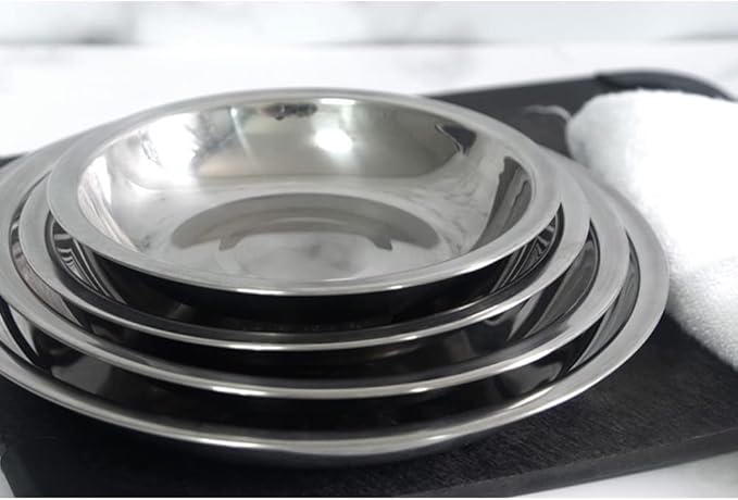 Outdoor Camping Dinnerware SetStainless Steel Plates and Bowls Camping Set Stainless 304 for Camping Hiking Beach Outdoor Use (17p)