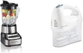 Hamilton Beach Wave Crusher Blender with 40oz Glass Jar &amp Beach 6-Speed Electric Hand Mixer with Snap-On Storage Case Wire Beaters Whisk and Bowl Rest 250W White (62682RZ)