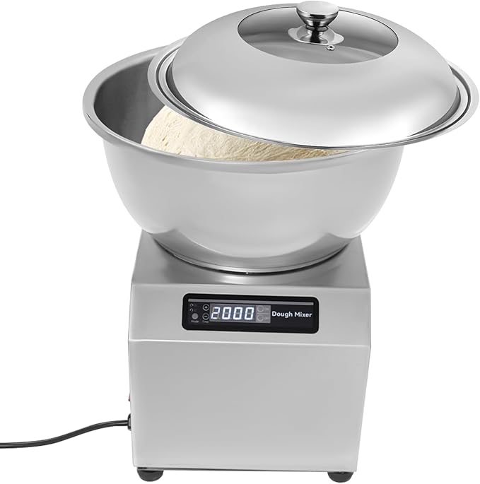 Commercial Dough Mixer Machine 1500W 8KG Heavy Duty Spiral Kneader with 1400rpm &amp Dual Rotation 110V Free Standing Electric Dough Maker for Bakery Restaurant Pizza Dough