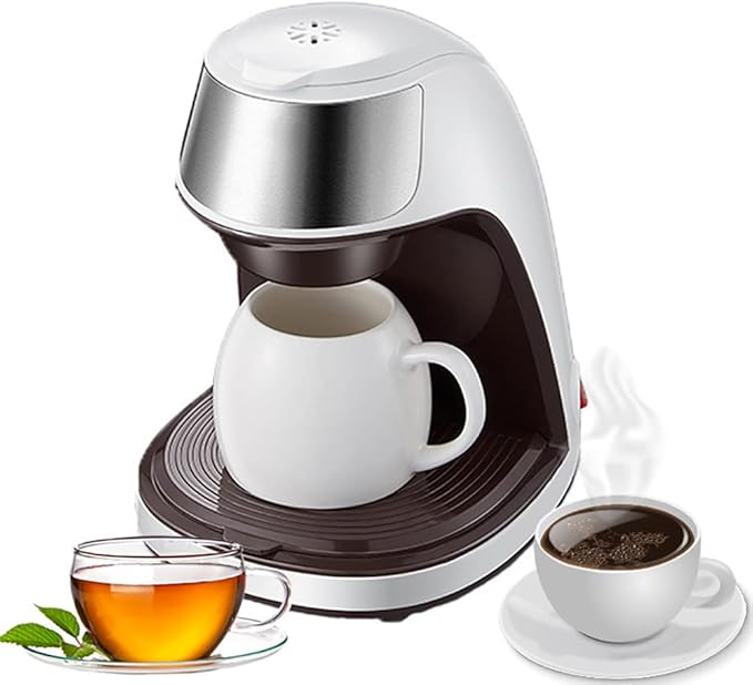 Electric Coffee Machine Automatic Dripping Home Office Multi-Function Single Cup Coffee Maker Brew Tea Coffee Powder 300ml Capacity Steam Extraction Anti-Dry Burn