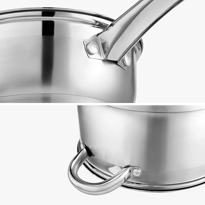 Cookware Set Stainless Steel 7-Piece Kitchen Cooking Pot&ampPan SetsInduction SaucepanCasserole with Tempered Glass Lid