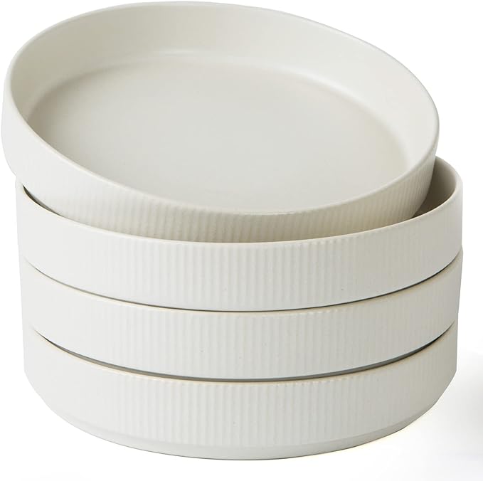 Famiware Star Dinnerware Set and Pasta Bowls with Coffee Mugs Set Service for 4 (20 Pieces) - Stoneware Dinnerware Dishes Matte White