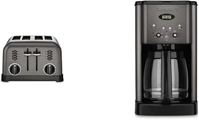 Cuisinart CPT-180BKS Classic 4-Slice Toaster Black/Stainless Steel &amp DCC-1200 12 Cup Brew Central Maker Coffee Maker2 Black Stainless Steel