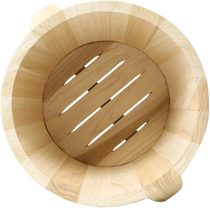 Kitchen Steam Rice Wood Bucket with Anti-Scald Handle Flat Lid And Scoop Bucket Steamed Rice Barrel Restaurant Steamer Rice Cask for Asian Cooking(Fir)