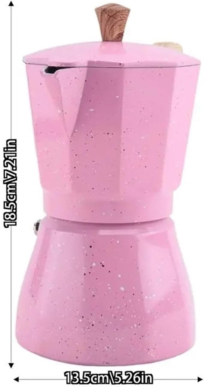 2X Latte Mocha Coffee Maker Moka Espresso Cafeteira Percolator Pot Stovetop 300Ml Pink