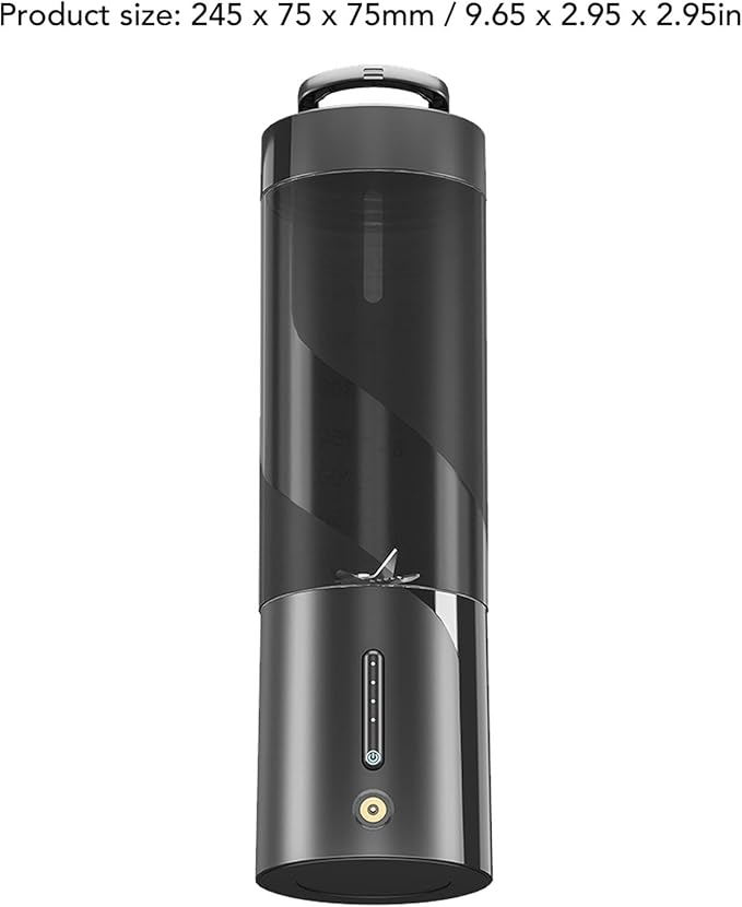 Portable Blender 15W High Power with Magnetic Charging 450ml Personal Smoothie Maker 20000rpm (Black)