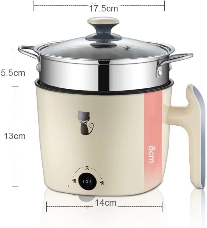 JYYBN Electric Mult-Functional Cooker with Steamer to Cook Noodle Egg Fish Meat Hot Pot Rice Porridge Soup Non Stick Coating&ampStainless