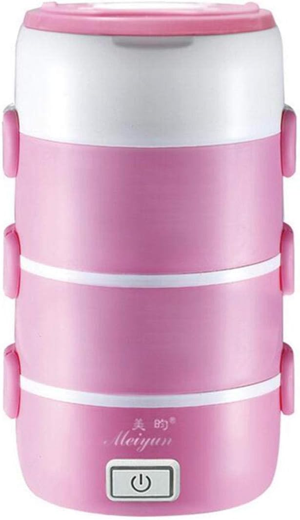 2.2L 4 Layers Stainless Steel?Electric Lunch Box Mini Rice Cooker Food Warmer (Color : Pink) (Coffee) (Coffee)