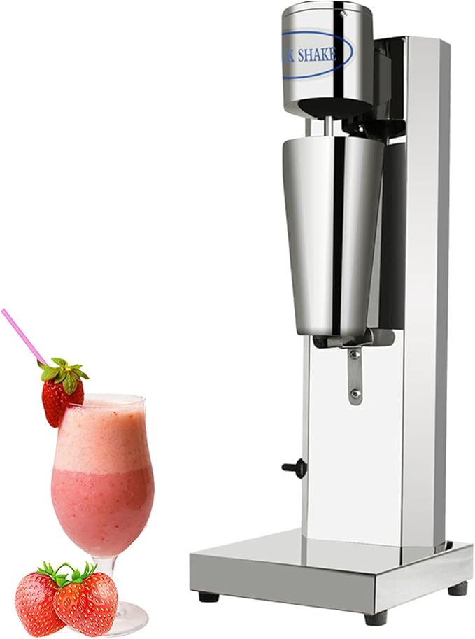 800ML Commercial Milkshake Machine 180W Single-Head Stainless Steel Electric Drink Mixer Shake Machine 2-Speed Smoothie Milk Ice Cream Blender(Silver)