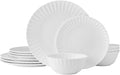 Mikasa Isadora Scalloped Bone China Lightweight Chip Resistant 12 Piece Dinnerware Set Service for 4