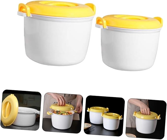 Zerodeko 2pcs Rice Cooker Insulated Microwave Lid Steamer Pot Portable Rice Cooker