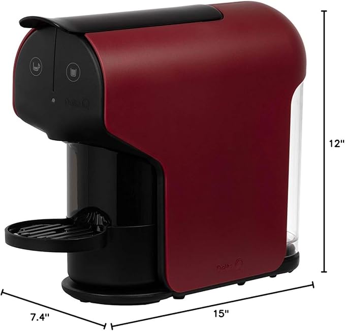 Delta Q Quick Espresso Capsule Machine – Compact Size – Works ONLY with Delta Q Pods (Red)