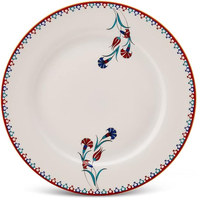 Karaca Nakkas 24-Piece Porcelain Dinner Set for 6 People Unique Design Crockery and Plates Daily and Special Occasions Chic and Elegant Table Service