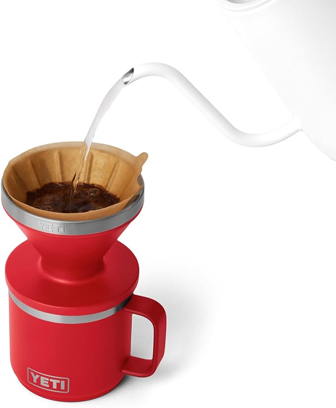 YETI Pour Over Coffee Maker Accessory Ramblers Designed for Perfect Coffee Extraction Anywhere Stainless Steel fits any V60 Filter Rescue Red
