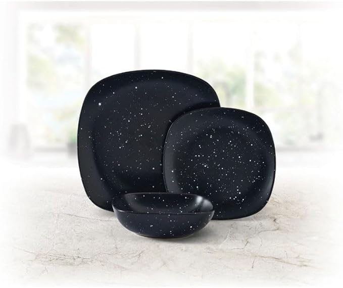 12-piece Stoneware Square Dinnerware Set Speckle Glaze Dish Ceramic Dishes To Eat Plates Dinner Sets Bar
