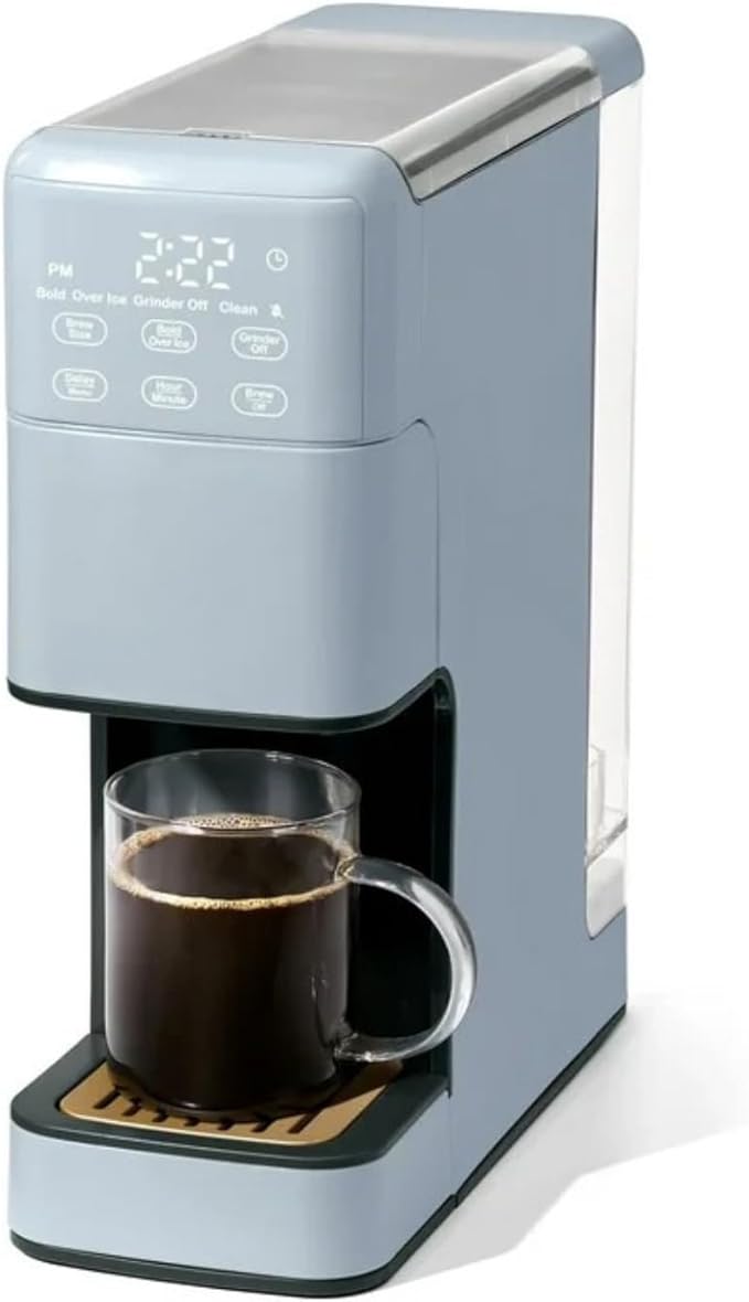 Programmable Single Serve Coffee Maker with Integrated Burr Grinder Touch Controls Fresh Custom Brew Compact Design Easy to Use