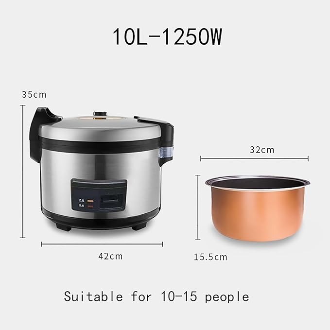 Electric Rice Cooker (10L-25L) Commercial Large Rice Cooker Automatic Insulatiofor Hotels Canteens School Restaurant US/EU Used(10L-1250W)