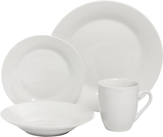 10 Strawberry Street Simply Round 16 Piece Dinnerware Set White