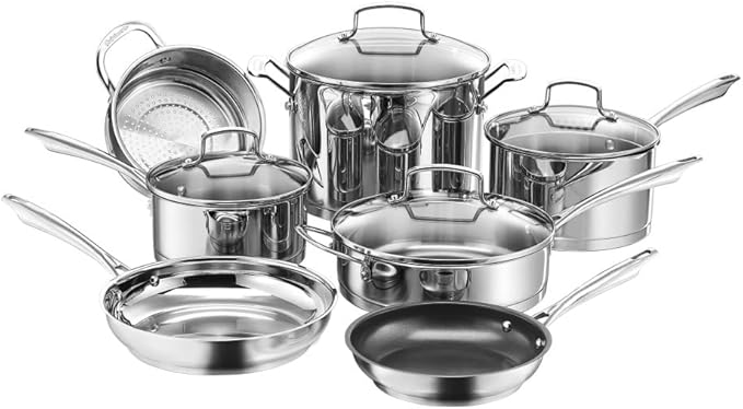 Cuisinart 11-Piece Cookware Set Professional Stainless Steel 89-11Silver
