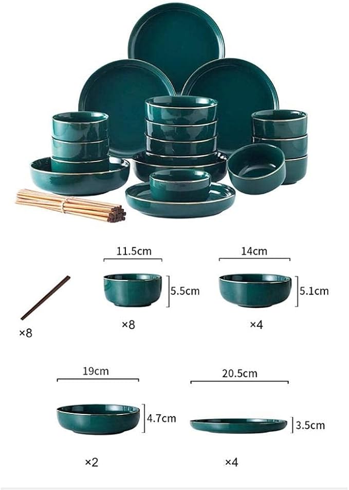 Dinner Set26 Pieces Dark Green Phnom Penh Ceramic Dinner Set for 3-6 011