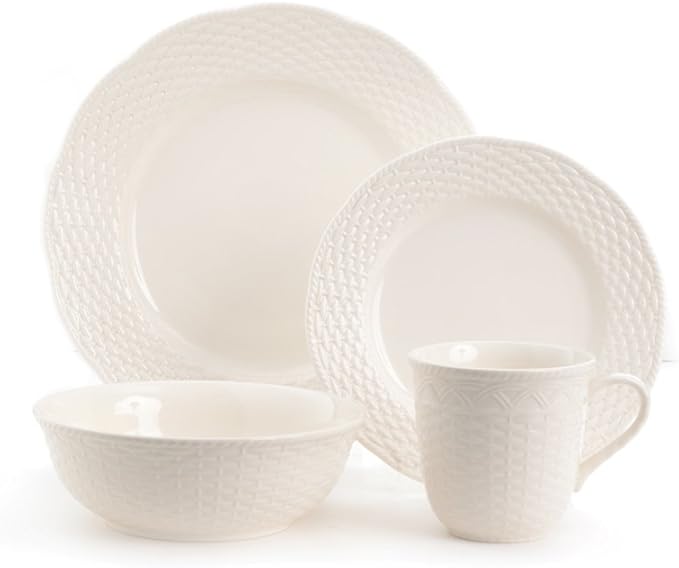 Red Vanilla FC900-016 Nantucket 16-Piece Dinnerware Set White
