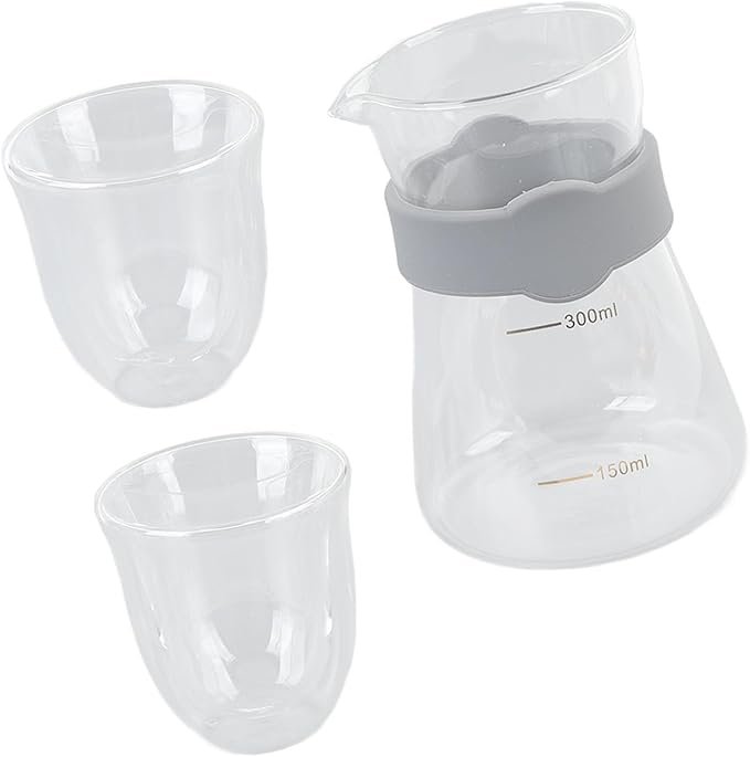 ZJchao Pour Over Coffee Maker Glass High Borosilicate Heatproof Coldproof Coffeemaker Set with Scale for Home Coffee Shop Office Durable Transparent Gold Markings 300ML