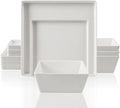 12 Piece Square Melamine Dinnerware Sets for 4 - Plastic Matte White Plates and Bowls Sets Best for Indoor Outdoor Grill Holiday Party Camping BPA-Free Dishwasher Safe