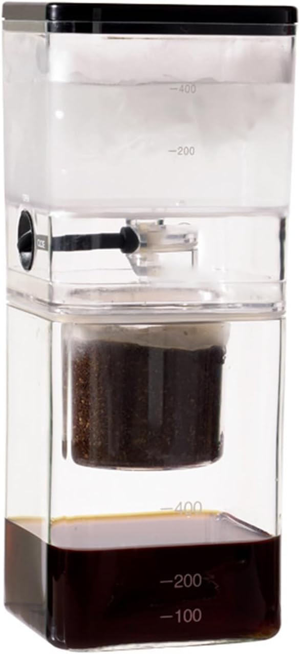 Iced Coffee Cold Brew Drip Tower Cold Brew Coffee Maker External Adjustment Switch Stainless Steel Filter Easy To Clean Heat Resistant For Home Office Bar Restaurant