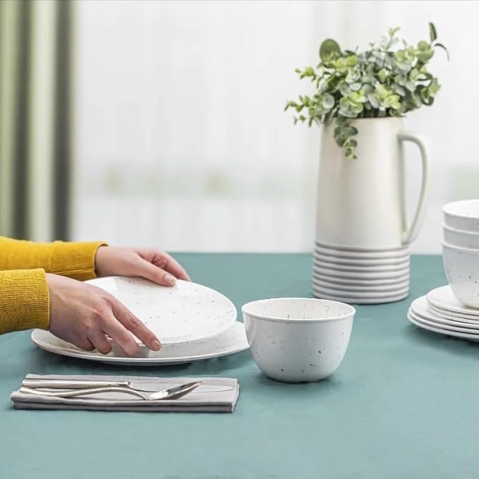 12 Pieces Dinnerware Set Plates and Bowls Service for 4 and Dishwasher Safe Everyday Use