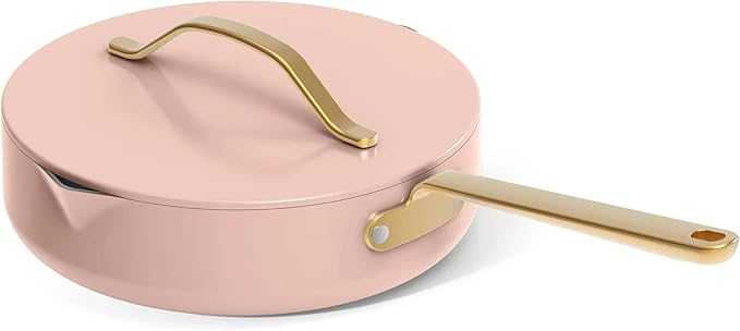 Nonstick Ceramic Cookware Set (12 Piece) Pots Frying Pans Lids and Kitchen Storage Oven Safe Pan Set &amp Compatible with All Stovetops - (Rose)