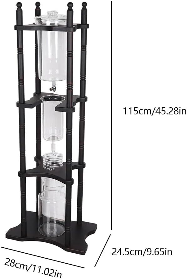 Cold Brew Maker Tower Iced Coffee Maker Cold Brew Coffee Maker 2500ml Vertical Japanese Style Glass Container and Wood Stand 25 Cups With Slow Drip Technology For Home Office Drip Coffee Maker