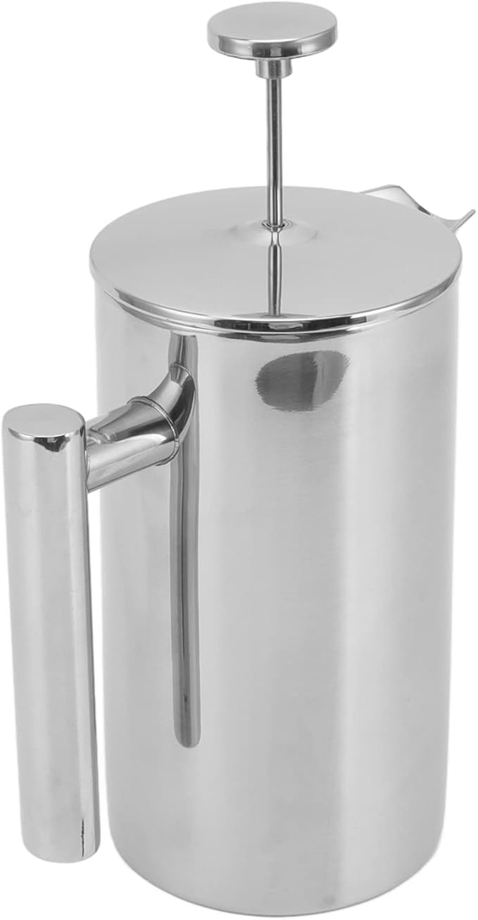 French Press Coffee Maker Stainless Steel Double Wall Teapot Hand Brewed Coffee Press with Filter Screen Ideal for Home Office Camping &amp Travel (1000ml)
