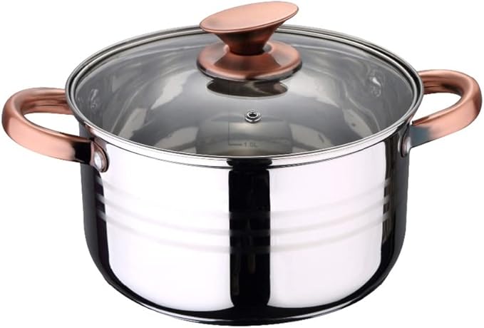 Cookware Cookware Set with Glass Lid Bottom Stainless Steel Body Saucepan for Household