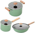 Cookware Set Pots and Pans Set 3Pcs Cookware Set Iron Non-Stick Pan with Tempered Glass Lid Comfortable Handle for Gas Induction Cooker Cooking Pot Set Cooking Pan Set(