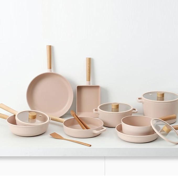 CZ Peach IH Induction Pot Induction 7-piece cookware set pink