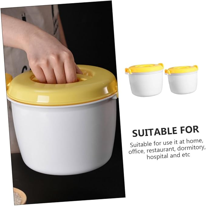 Healifty 2-Piece Microwave Rice Cooker Set Food-Grade Plastic Multi-Functional Steamer for Cooking Rice and Vegetables Portable Lunch Containers for Home and Travel