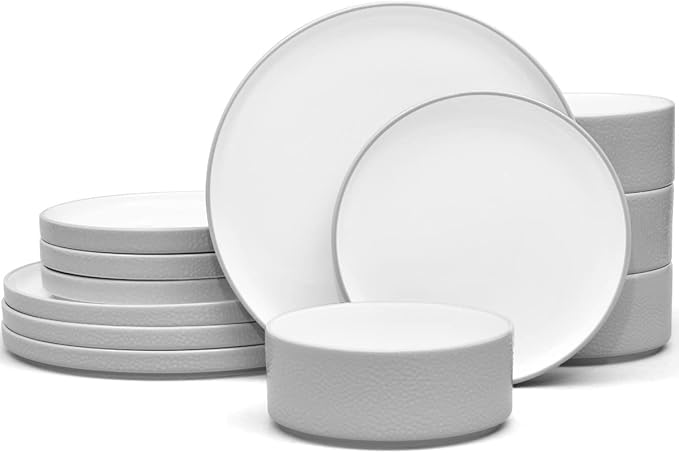 Noritake ColorTex Stone Grey 12-Piece Dinnerware Set Service for 4