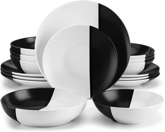 16 Piece Stoneware Tableware Set with Dinner Dessert Plate Soup Bowl Mug Service for 4 Person