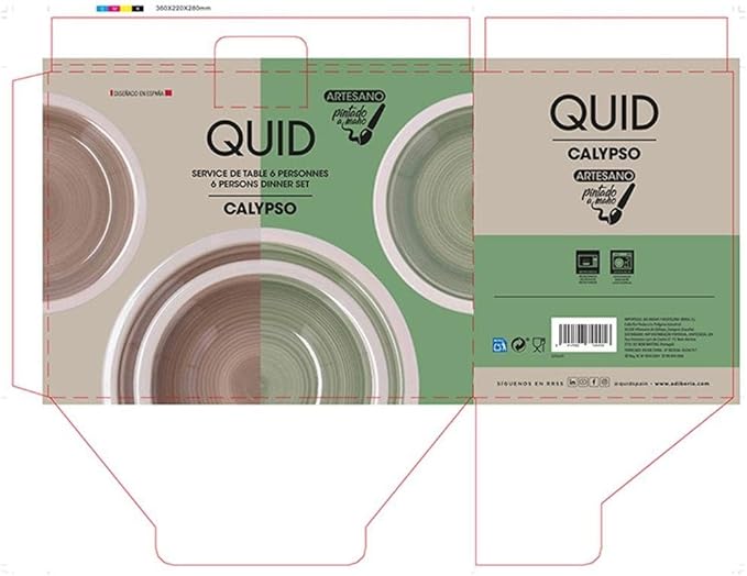 Quid Calypso Ceramic Dinnerware Set 18 Pieces - 6 People Green