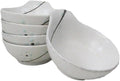 Ebros Gift Modern Yukino Hana Snow Flowers Ceramic Dinnerware Serveware Kitchenware Set Oriental Asian Restaurant Supply (Pack of 5 Soup Appetizer Dessert Sauce Shallow Bowls With Handle 5oz)