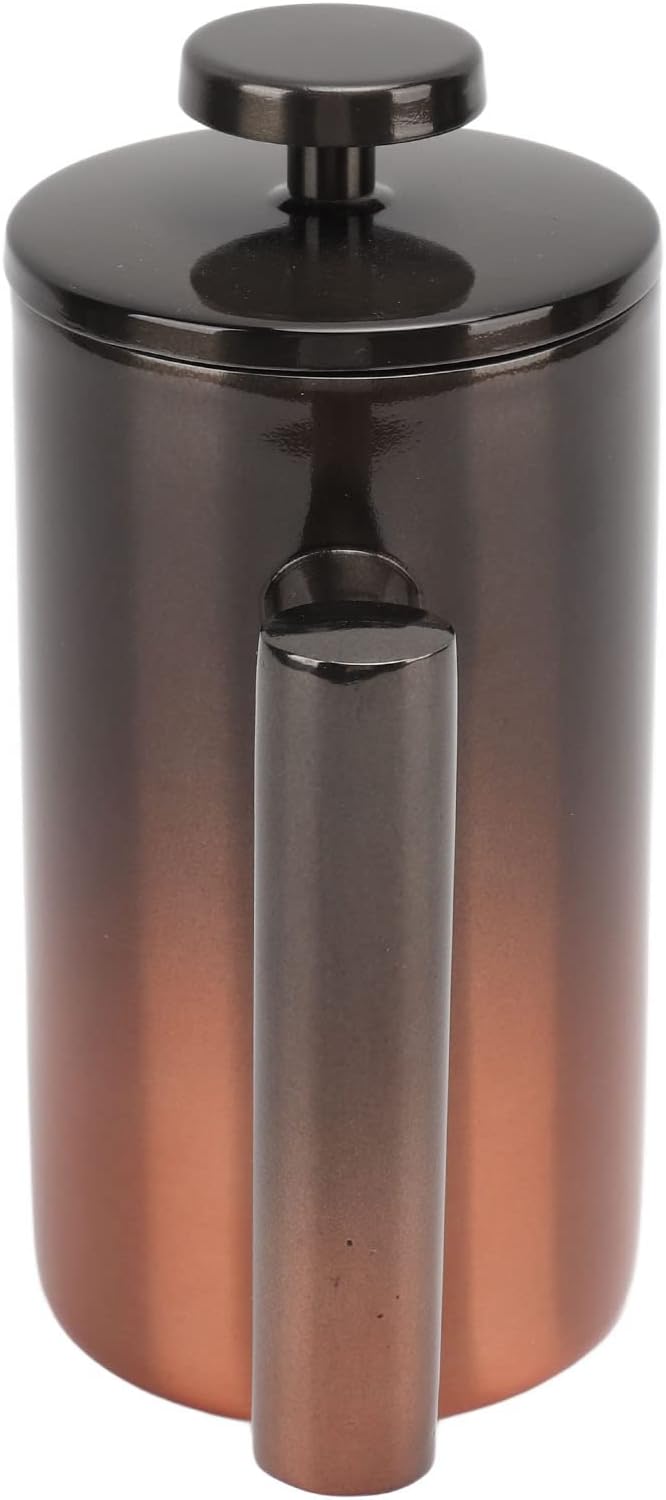 French Press Coffee Maker Tea Maker304 Stainless Steel Coffee Press with Filters Double Layer Coffee Press Single ServeGlass Pot Tea Press Pot(350ml)