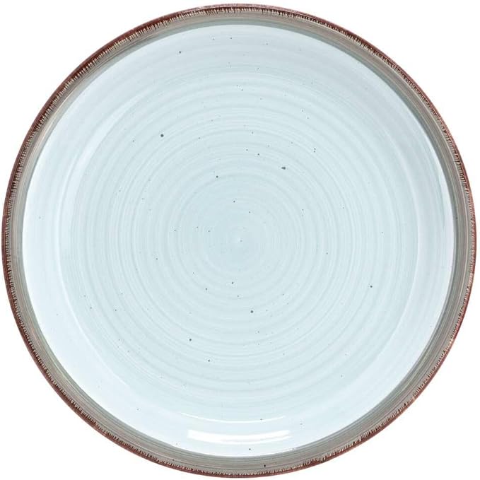 12-Piece Speckled Ceramic Dinnerware Set – Light Blue Plates and Bowls for 4 Rustic Everyday Tableware Microwave &amp Dishwasher Safe