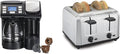 Hamilton Beach FlexBrew Trio Coffee Maker &amp 4 Slice Toaster with Extra Wide Slots Shade Selector &amp Slide-Out Crumb Tray Stainless Steel