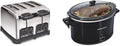 Hamilton Beach 24782 Retro Toaster with Wide Slots Sure-Toast echnology &amp Slow Cooker Extra Large 10 Quart Stay or Go Portable With Lid Lock